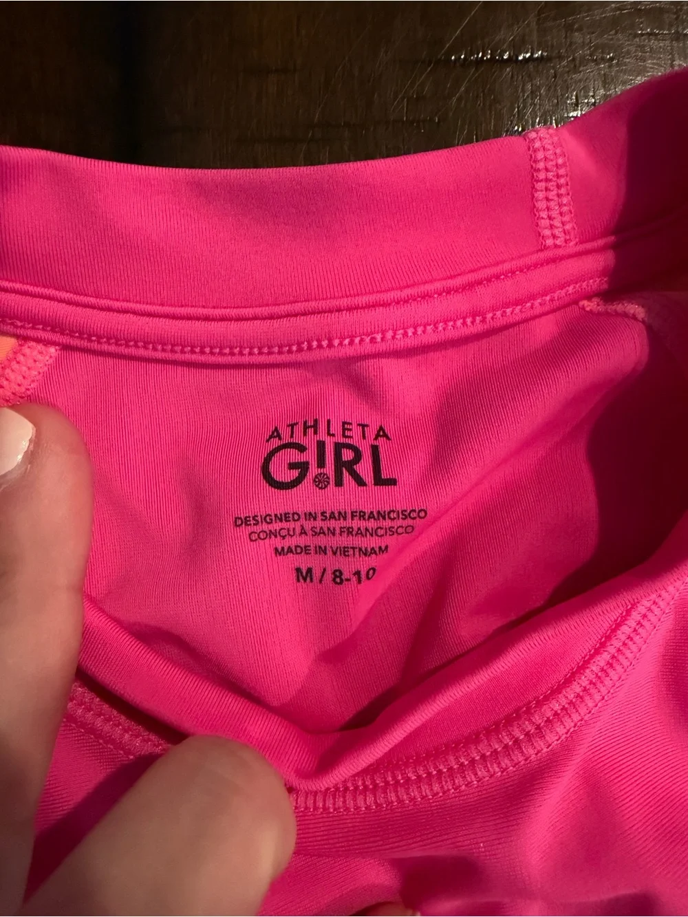 Athleta Girl Hot Pink & Coral Long Sleeve Rash Guard size 8/10